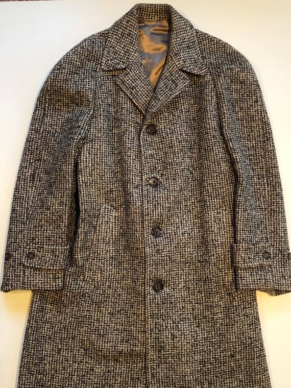 Men’s vintage brown tweed over coat, men's jacket
