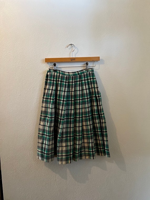 pleated plaid wool skirt, winter skirt, vintage s… - image 4