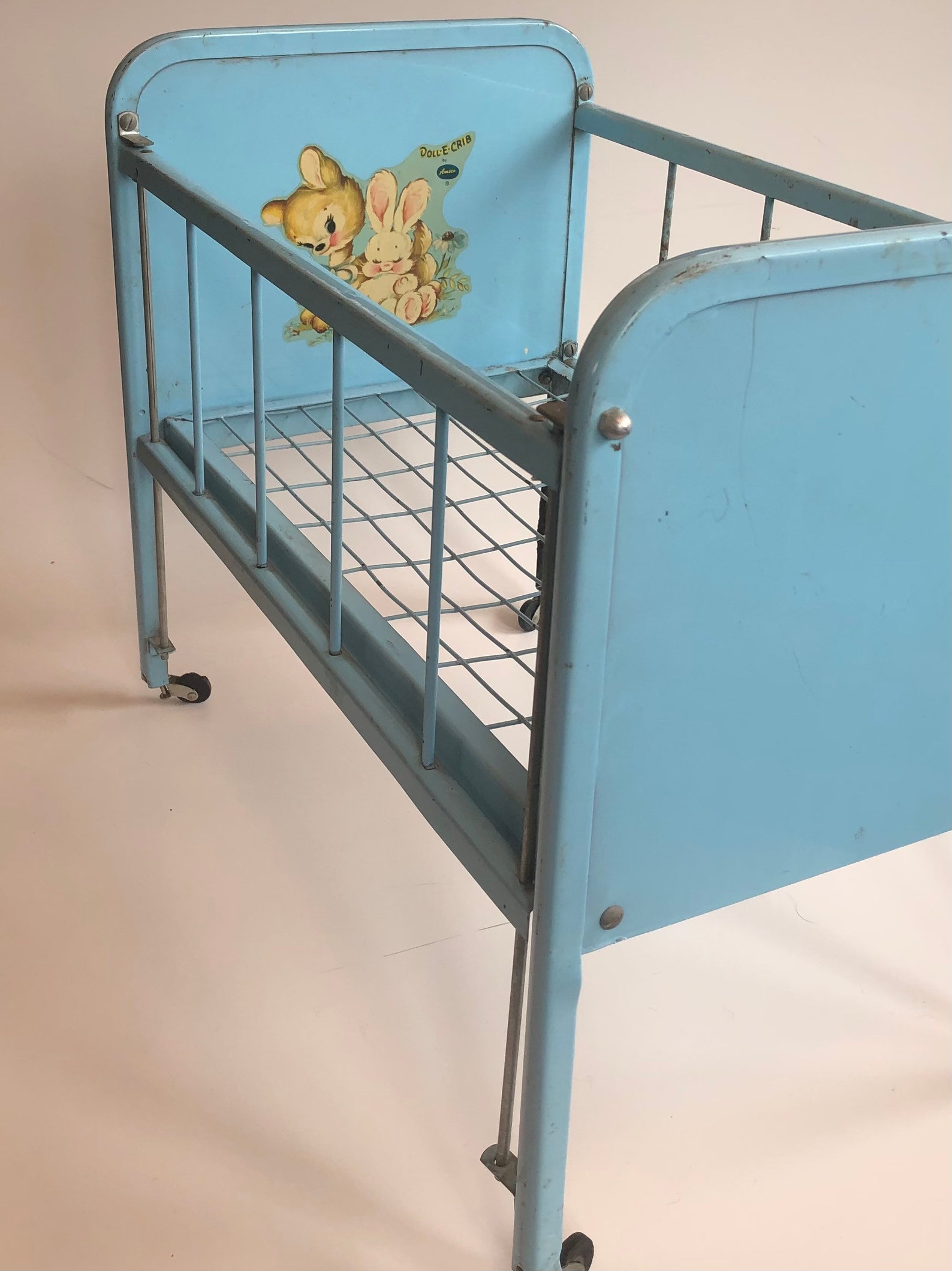 Vintage DollECrib Amsco doll crib blue metal doll bed Etsy