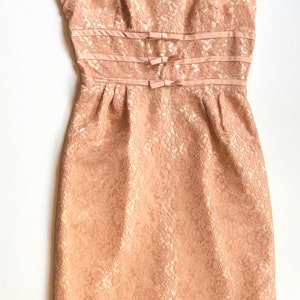 Vintage holiday lace wiggle dress, sleeveless lace and satin, formal dress