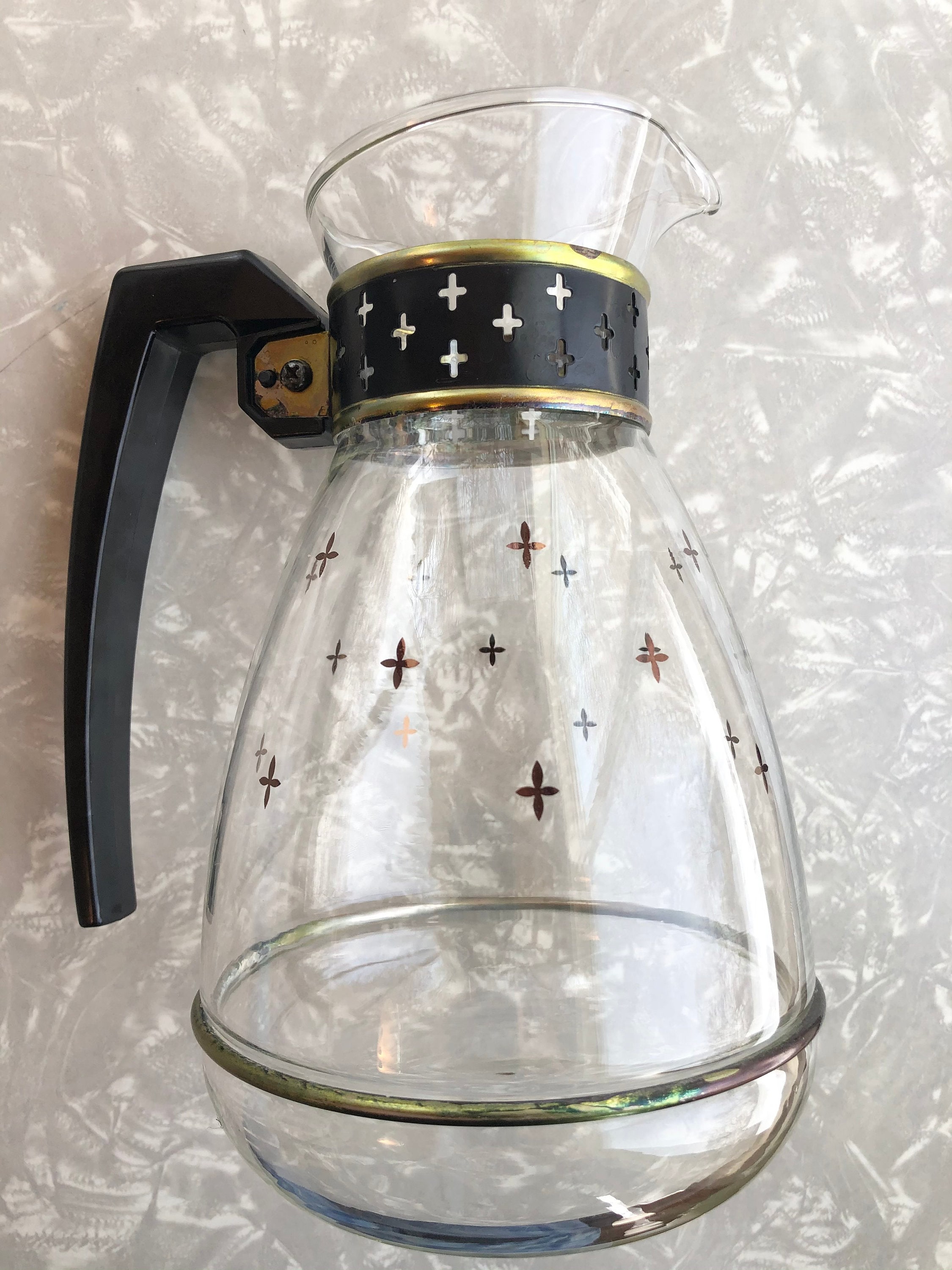 Vintage Proctor Silex Coffee Pot Carafe With Drip and Electric Warmer 8 Cup  MCM Red Design 