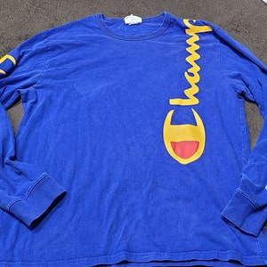 Vintage 90&#39;s Blue Champion Long Sleeve Shirt