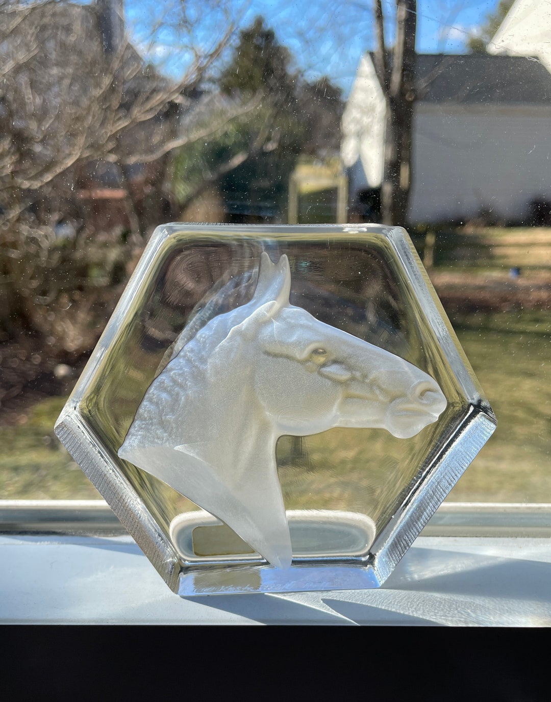 Crystal Paperweighthorse Head Etsy