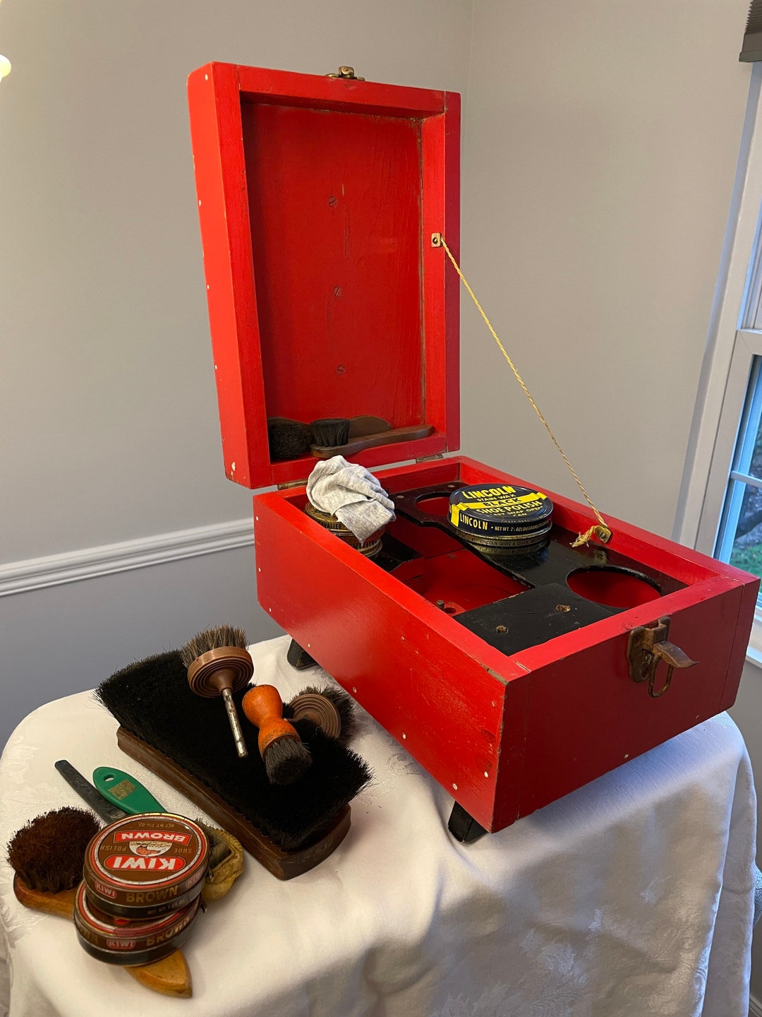 Shoe Shine Kitbox and Brushes Etsy