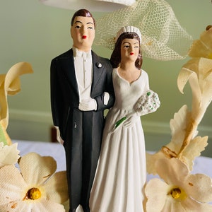 Vintage chalkware wedding cake topper