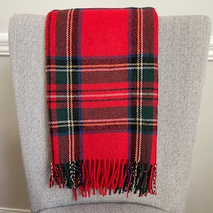 Red plaid wool throw