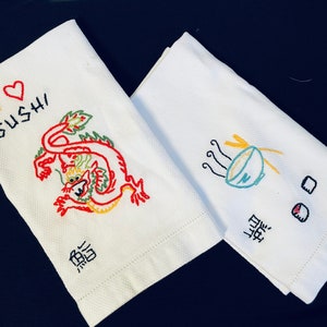 Servilletas de tela - juego de 2 - sushi - nuevo