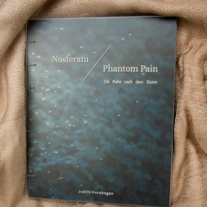 May include: A book titled "Nosferatu / Phantom Pain: Die Ruhe nach dem Sturm" by Judith Hornbogen. The cover features a blurred image of a forest with a blue-green hue and white specks.