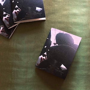 May include: A stack of small black and white paperbacks with the title "Hasenbrot" on the top book. The books are on a green fabric surface.