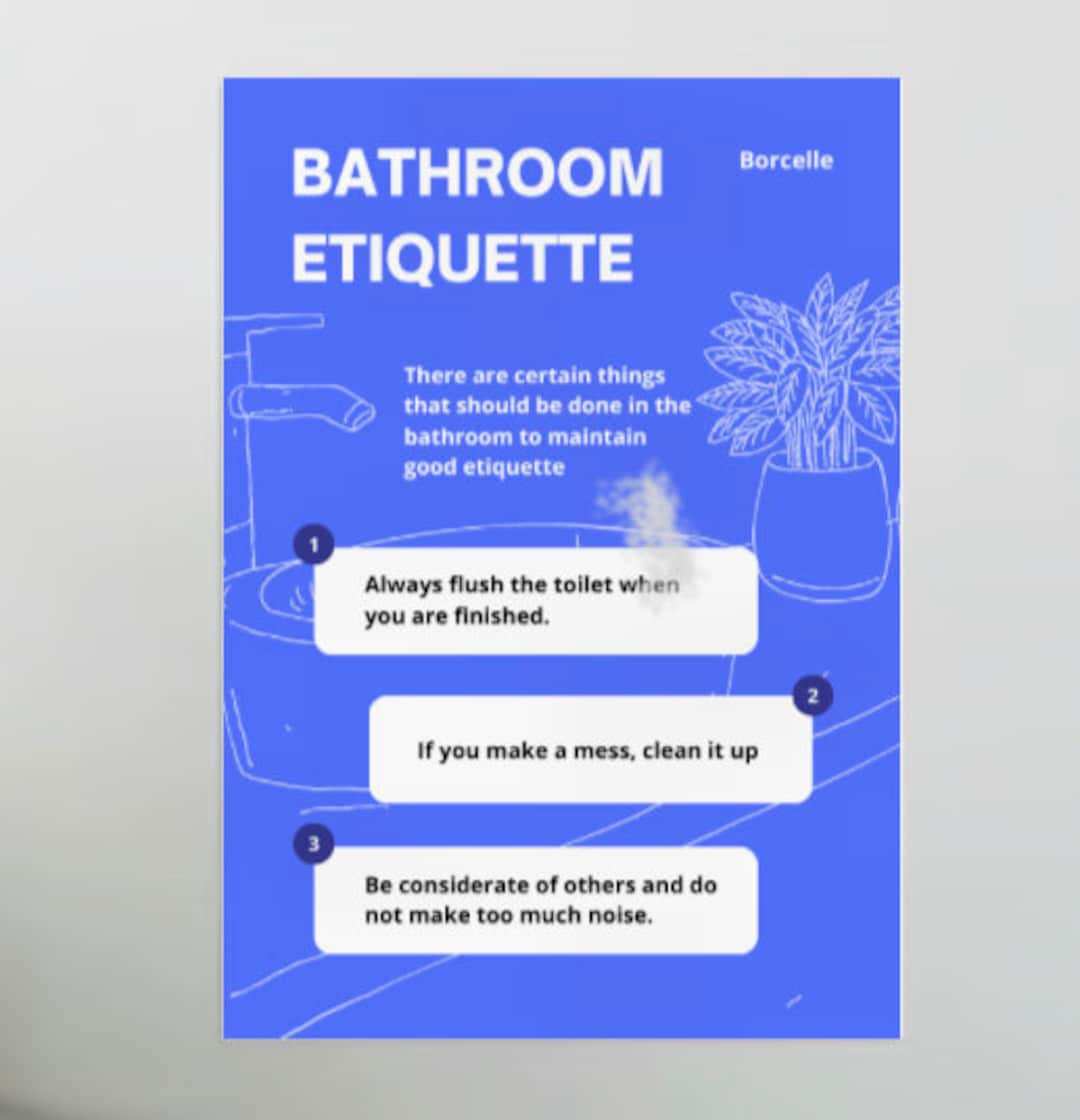 Bathroom Etiquette Sign Instant Download Etsy Australia