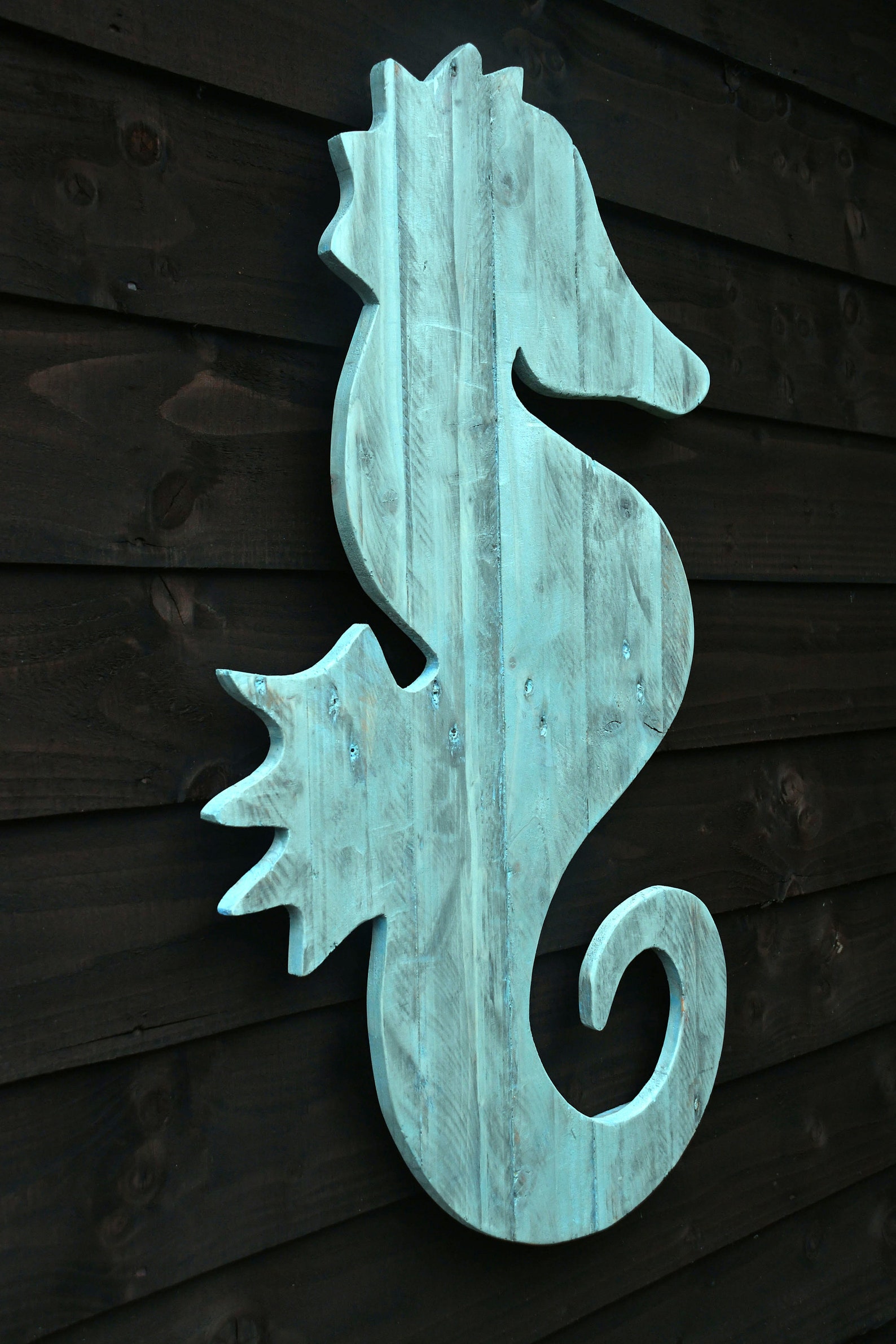 Large 35 wooden seahorse wall art Etsy