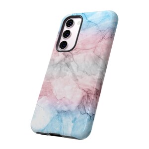 Trans White Marble Case | Tough Pride Phone Case | iPhone, Samsung, Google Phone | Marble in transgender flag colours | LGBTQ+ Phone Case