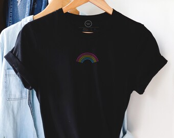 Pansexual Rainbow Pride Shirt | Subtle Pan flag LGBTQ+ T-shirt | Pride month apparel | abstract minimalist pansexual rainbow flag shirt