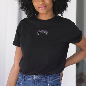 Genderqueer Pride Shirt | Subtle genderqueer rainbow flag LGBTQ+ T-shirt | Pride month apparel | abstract minimalist rainbow flag shirt