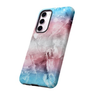 Trans Marble Case | Tough Pride Phone Case | iPhone, Samsung, Google Phone | Marble in trans pride colours | LGBTQ+ Phone Case