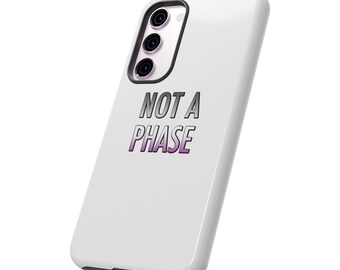 Caja minimalista asexual "Not a Phase" / diseño retro blanco / Tough Ace Pride Phone Case / iPhone, Samsung, Google Phone / LGBTQ+ Case