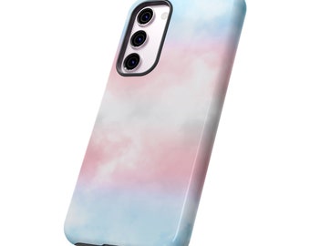Trans Cloudy Sky Case | Tough Pride Phone Case | iPhone, Samsung, Google Phone | Clouds in transgender pride colours | LGBTQ+ Phone Case