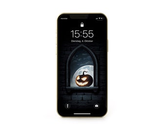 Pumpkin Halloween Phone Wallpaper | iPhone & Android Wallpaper | Lock screen | Jack O'Lantern Background Instagram Story | Digital Download