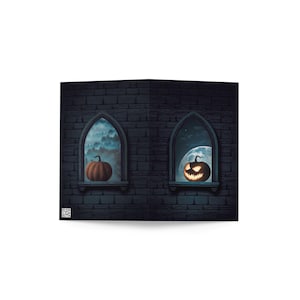 | de citrouille Carte de vœux d’Halloween double face | plié et avec enveloppe | | sur le thème d’Halloween jack O’Lantern impression correspondante à l’avant et à l’arrière