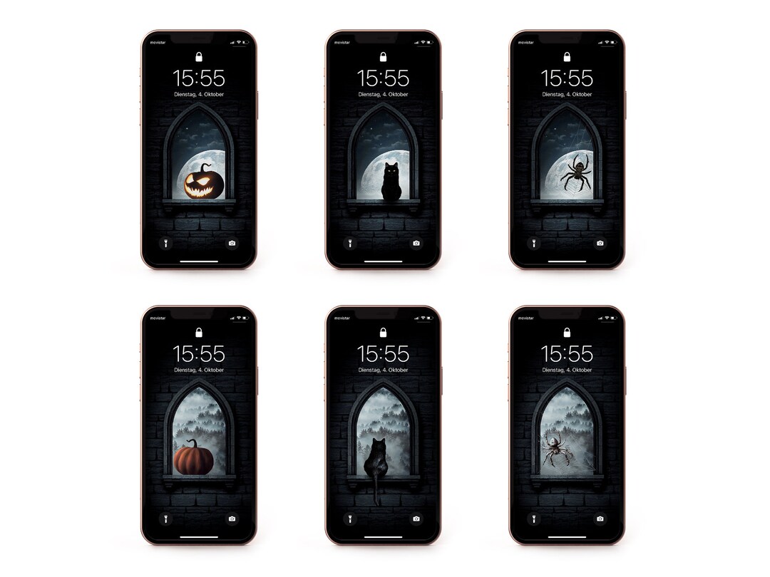 Set of 6 Halloween Phone Wallpaper | iPhone & Android Wallpaper