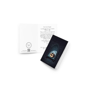 Carte d'Halloween à message personnalisé | Carte de voeux personnalisée double face | plié & avec enveloppe | imprimé assorti à l'avant et à l'arrière