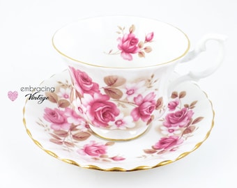 ROYAL ALBERT Theekop en schotel | Vintage | Engeland | China Beender Roze rozen | Jaren '60 - '70