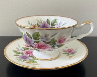 SPRINGFIELD Teetasse mit Untertasse | Jahrgang | Blumen | Bone China | England | 1990er Jahren