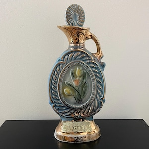 Jim Beam | Vintage Bourbon Whiskey Decanter | Liquor Bottle | James B. Beam Distilling Co | Tulips | Phoenician | Genuine Regal China | 1973