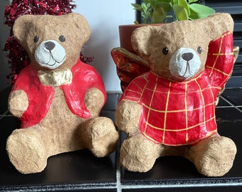 Vintage Christmas Bears | Set of 2 | Papier-mâché | Christmas Decor | Baby Nursery | Child’s Room | Gift for New Mom | Gift for Her