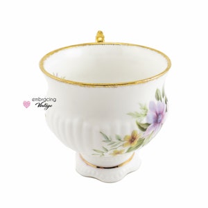 ELIZABETHAN Staffordshire Vintage Teacup & Saucer Pink, Purple and Yellow Flowers Made in England Fine Bone China Hand Decorated image 6