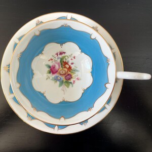 COALPORT | Blue and White | Floral | Vintage Teacup & Saucer | Bone China | Made in England