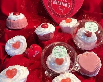 Heart Cupcake or Bundtini Bath Bomb with Bubble Bath Whipped Topping