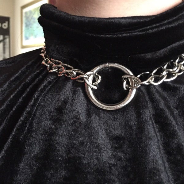 Silver Double Chain O-Ring Choker ~ BELA ~ goth industrial grunge alternative necklace