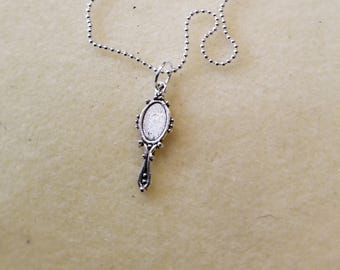 Childs Silver Chain Necklace with Mirror Charm