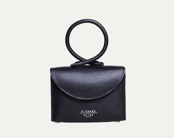 The Gemini | Loop Handle Genuine Italian Black Leather Mini Bag — Etsy Design Awards Finalist 2022