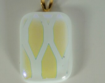 Fused Glass Pendant - White & Yellow Dichroic