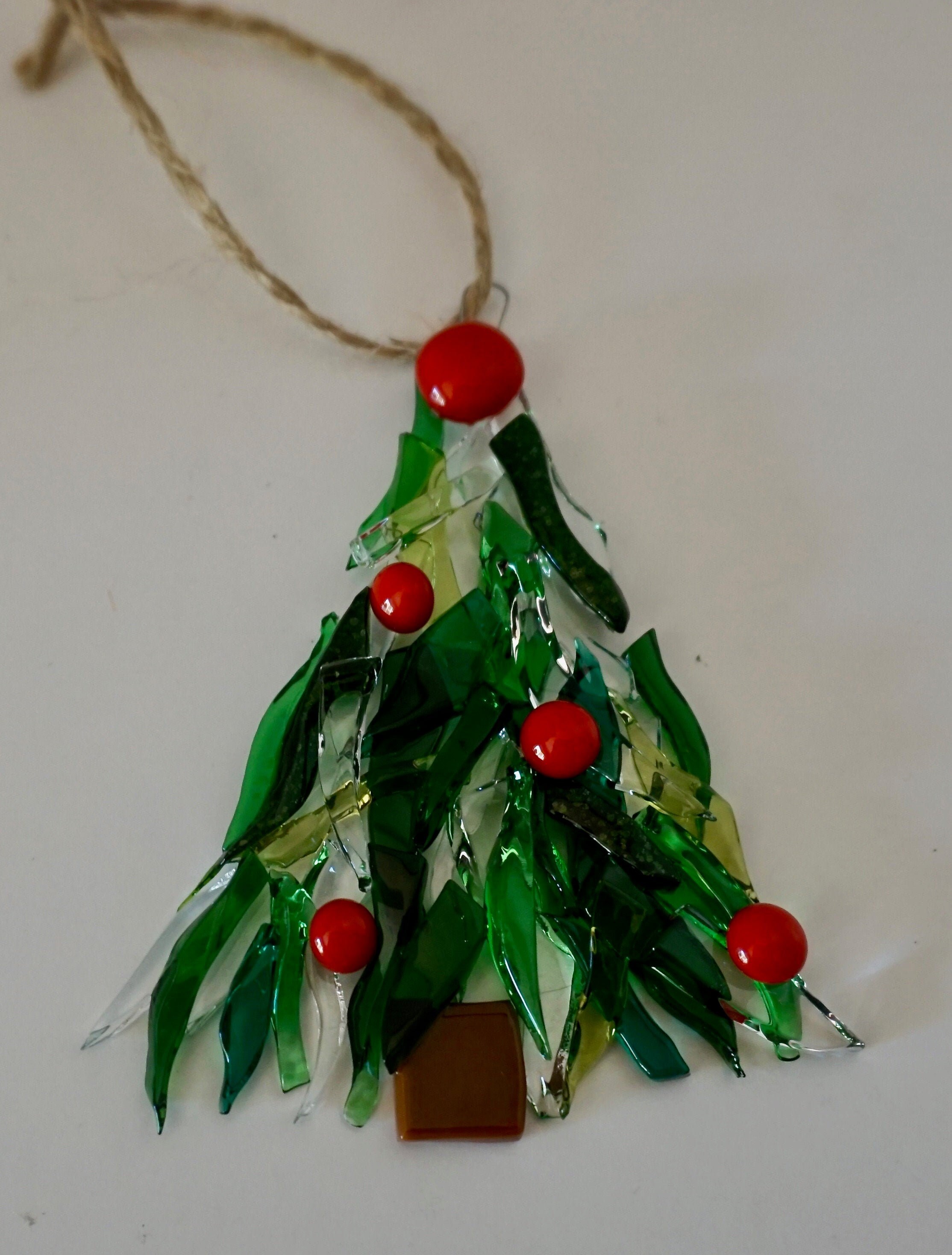 Fused Glass Tree Ornament in Different Shades of Green Glass Etsy