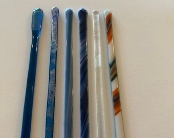Glasstifte Rührstäbchen: 32 cm irisierend blau, grün, klar, lila