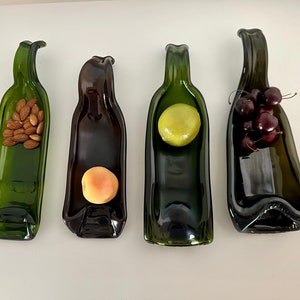 Recycled Wine Bottle - duck neck - use for cracker tray, fruit tray, olive tray, spoon rest, bar area, nut tray