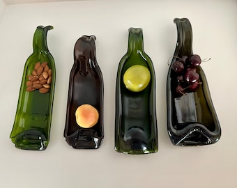 Bouteille de vin recyclée - cou de canard - à utiliser pour un plateau de craquelins, un plateau de fruits, un plateau d'olives, un repose-cuillère, un bar, un plateau de noix