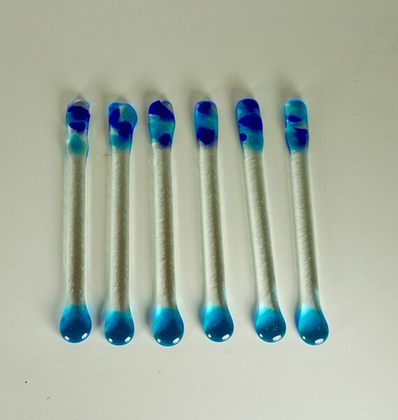 Fused Glass Swizzle sticks 6 inch different shades of blue Etsy