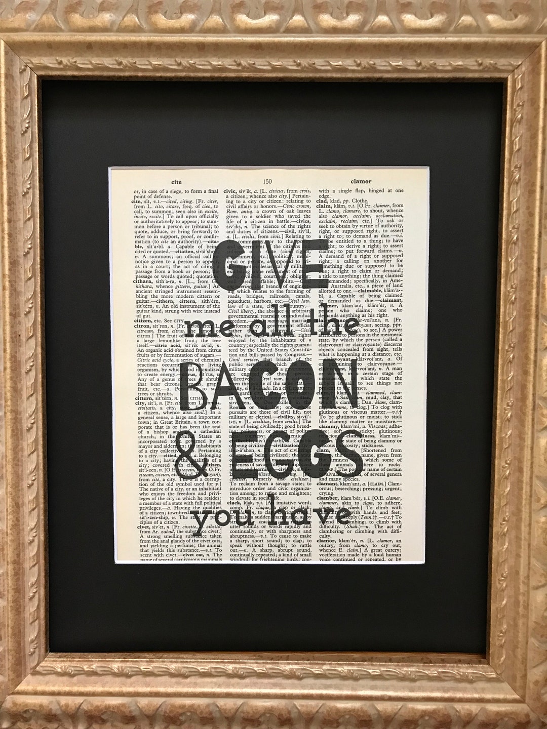 Vintage Dictionary Art Print Bacon & Eggs Ron Swanson Etsy