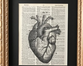 Vintage Dictionary art print- anatomy/ heart