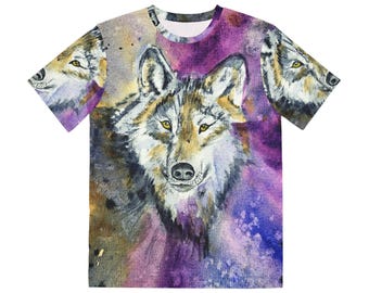 Watercolor Wolf Face Tee | All-Over Print Polyester Shirt