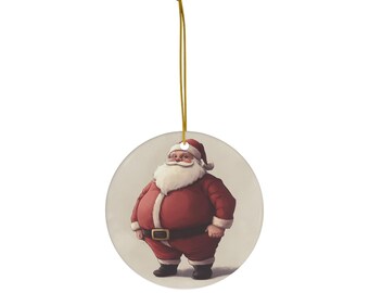 Classic Santa Claus illustration Ornament | Ceramic round Christmas ornament