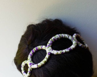 Ditsy floral purple loop headband silk