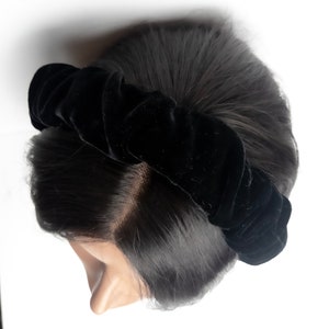 Black Velvet Scrunchie Headband Padded headband luxury headband Hand Made Diadema image 3
