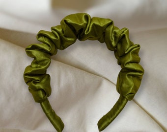 Emerald Green Silk Scrunchie Headband