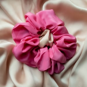 XXL luxury pink silk scrunchie handmade