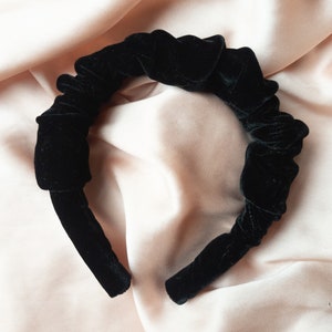 Black Velvet Scrunchie Headband Padded headband luxury headband Hand Made Diadema image 1